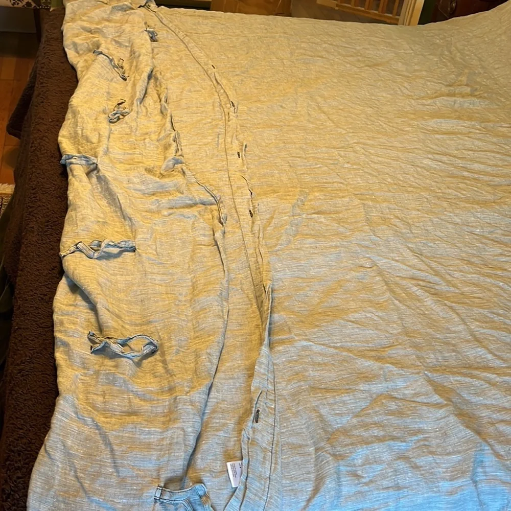 New Anthropologie Harmony Hemp Duvet Cover Gray Queen